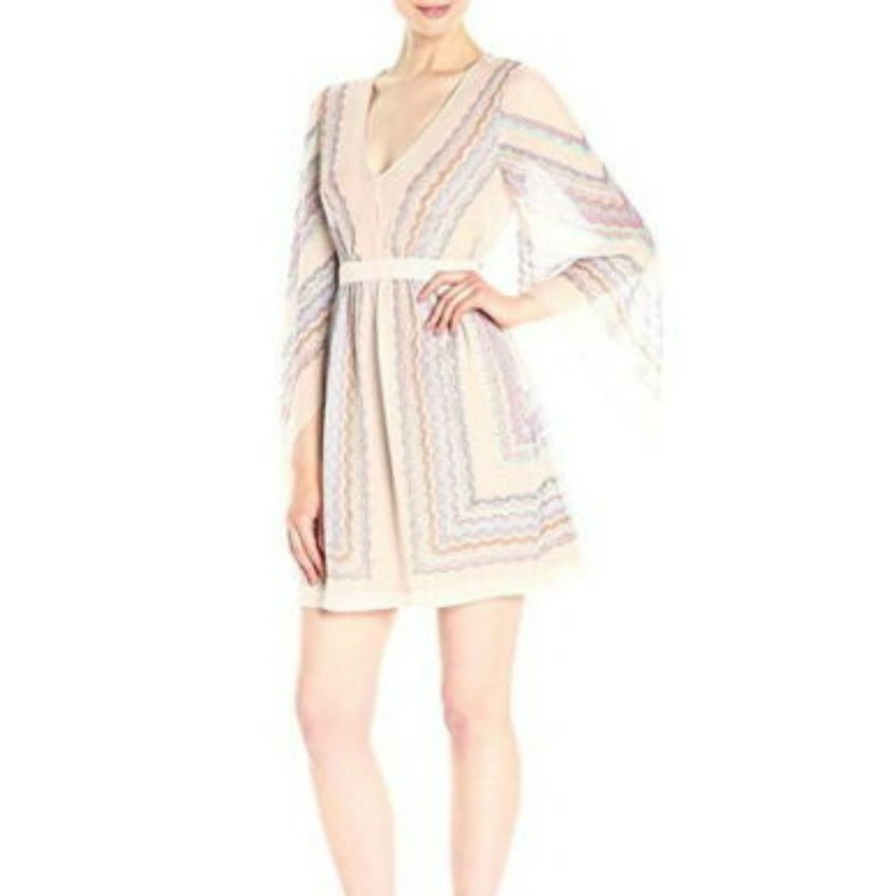 NEW BCBGMAXAZRIA JENISSA SCARF PRINT DRESS 100% Silk.  SIZE L